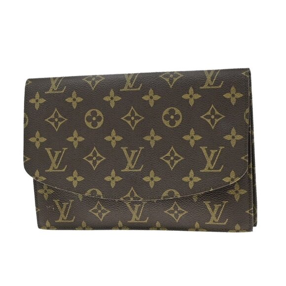 LOUIS VUITTON LV Pochette Rabat 23 Clutch Hand Bag Monogram Brown - Picture 1 of 16